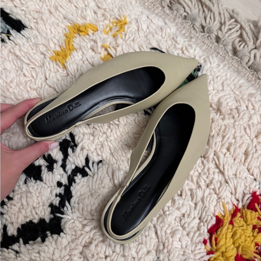 Massimo Dutti Olive Green Pointed Toe Flats